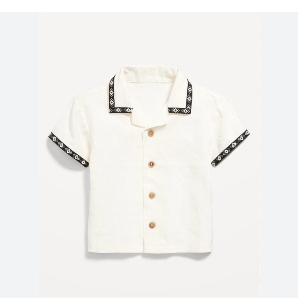 Old Navy Short Sleeve Linen Blend Shirt - 6-12m
